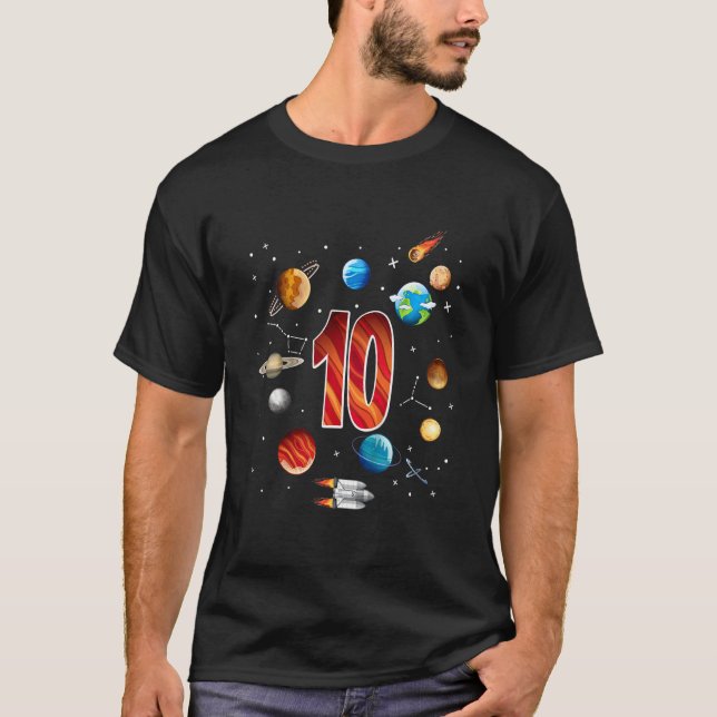 Camiseta Niños en el espacio exterior de 10 años de edad 10 (Anverso)