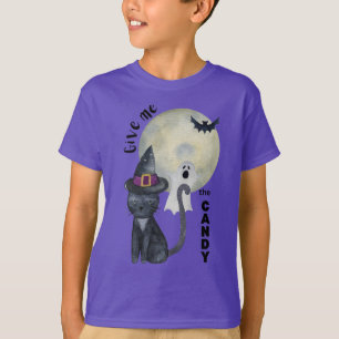 Camiseta Niños en la cima de Halloween brujas gatos negros