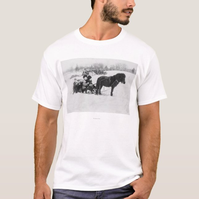 Camiseta Niños en la fotografía dibujada potro del trineo (Anverso)