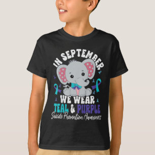 Camiseta Niños En Septiembre Usamos Suicidio Verde azulado 