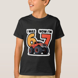 Camiseta Niños Era 6 Ahora Soy 7 Camión Monstruo Cumpleaños
