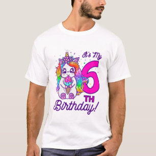 Camiseta Niños es mi 6to cumpleaños Ice Cream Rainbow Unico