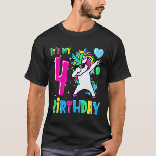Camiseta Niños es mi cuarto cumpleaños, Dabbing Unicorn