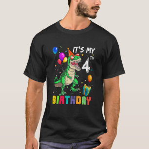 Camiseta Niños es mi cuarto cumpleaños, dinosaurio Rex de 4