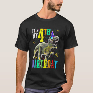 Camiseta Niños es mi cuarto cumpleaños feliz 4 años de dino