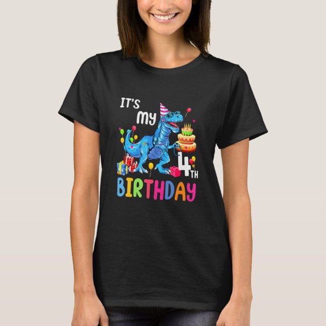 Camiseta Niños es mi cuarto cumpleaños feliz 4 años de Rex (Anverso)