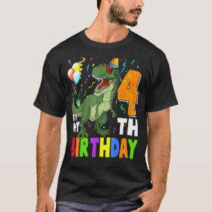 Camiseta Niños es mi cuarto cumpleaños feliz Dino de 4 años