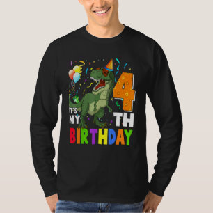 Camiseta Niños es mi cuarto cumpleaños feliz Dino de 4 años