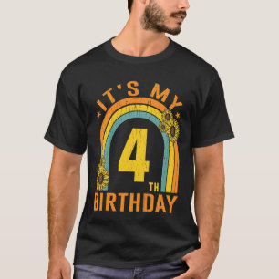 Camiseta Niños es mi cuarto cumpleaños girasol de 4 años