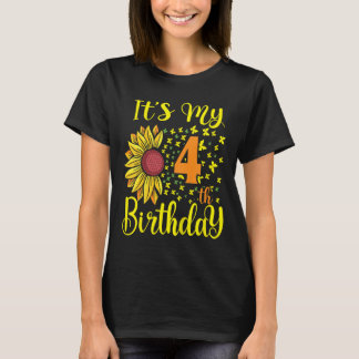 Camiseta Niños es mi cuarto cumpleaños girasol de 4 años