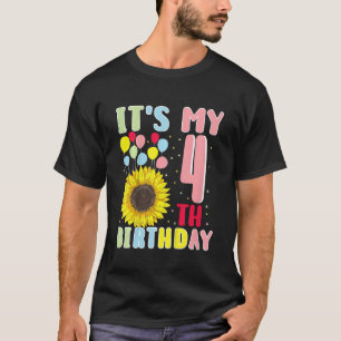 Camiseta Niños es mi cuarto cumpleaños girasol de 4 años