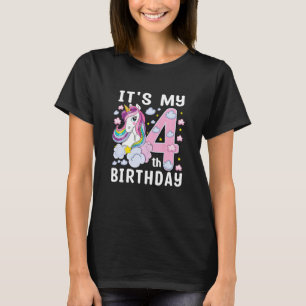 Camiseta Niños es mi cuarto cumpleaños, Unicornio, niño de 