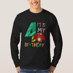 Camiseta Niños es mi cuarto dragón de cumpleaños 4 cumpleañ