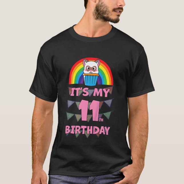 Camiseta Niños es mi cumpleaños número 11, cumpleaños, Chic (Anverso)