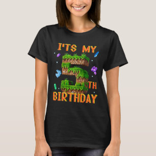 Camiseta Niños Es Mi Cumpleaños Número 5 Pixel Gamer Fiesta