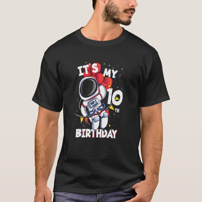Camiseta Niños es mi décimo cumpleaños, astronauta de 10 añ (Anverso)