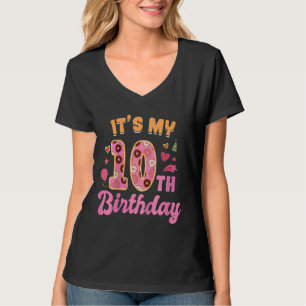 Camiseta Niños es mi décimo cumpleaños dulce donut feliz 10