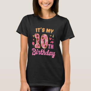 Camiseta Niños es mi décimo cumpleaños dulce donut feliz 10
