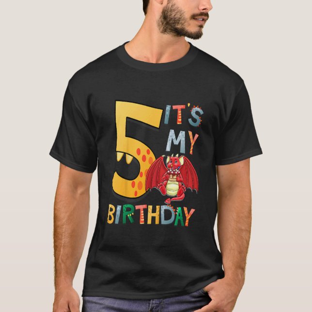 Camiseta Niños es mi dragón de cumpleaños 5 cumpleaños 5 añ (Anverso)