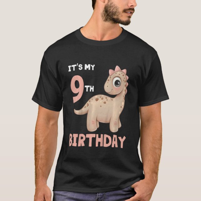 Camiseta Niños es mi noveno cumpleaños feliz 9 años de dino (Anverso)