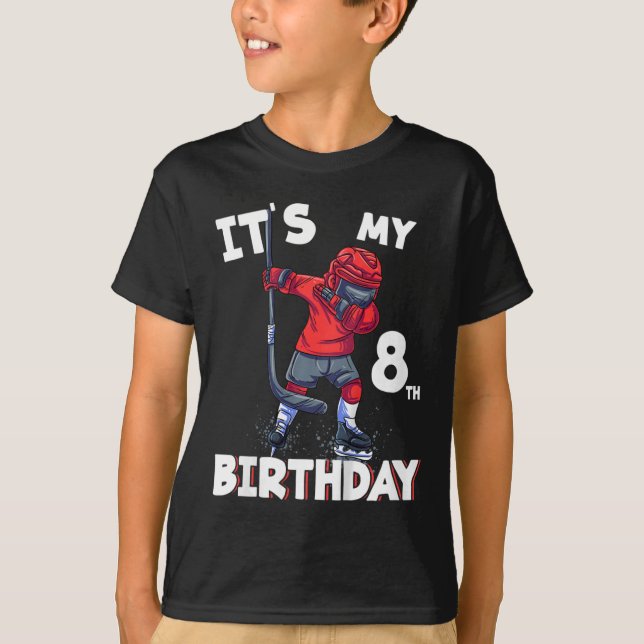 Camiseta Niños es mi octavo cumpleaños, Bi de Hockey sobre  (Anverso)