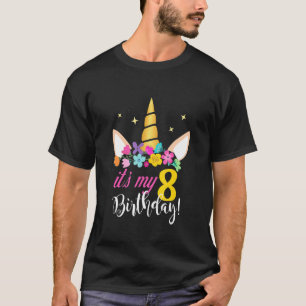Camiseta Niños es mi octavo cumpleaños de Unicornio de 8 añ