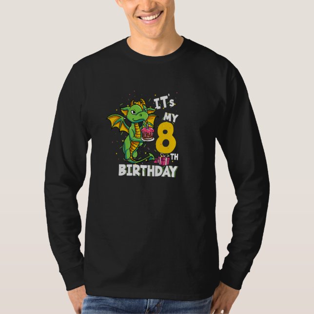 Camiseta Niños es mi octavo cumpleaños Dragón de 8 años Bir (Anverso)