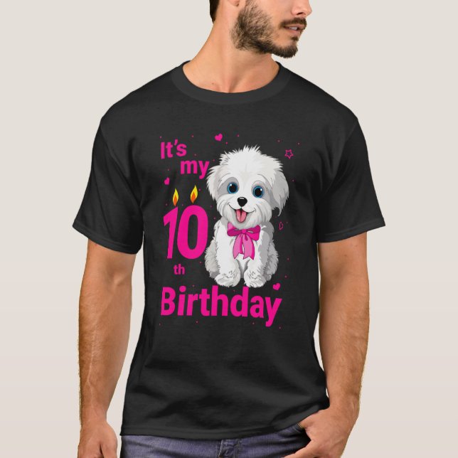 Camiseta Niños es mi perro de 10 años (Anverso)