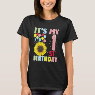 Camiseta Niños es mi primer cumpleaños girasol de 1 año