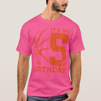 Camiseta Niños Es Mi Quinto Cumpleaños Baloncesto