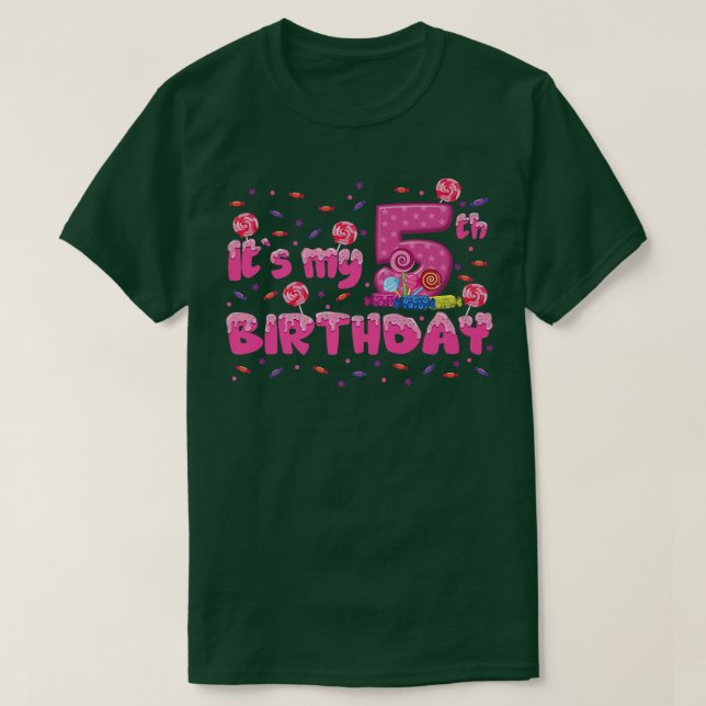Camiseta Niños Es mi quinto cumpleaños Candy Bonbons de 5 a (Diseño del anverso)