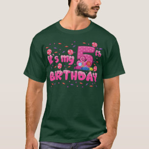 Camiseta Niños Es mi quinto cumpleaños Candy Bonbons de 5 a