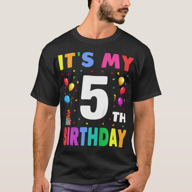 Camiseta Niños Es Mi Quinto Cumpleaños Cinco Feliz Cumpleañ (Anverso)