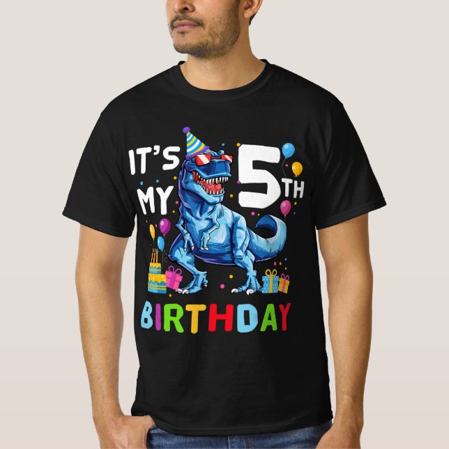 Camiseta Niños es mi quinto cumpleaños feliz 5 años de T-Re (Anverso)