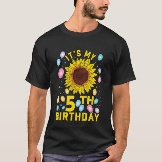 Camiseta Niños es mi quinto cumpleaños girasol de 5 años