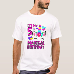 Camiseta Niños, es mi quinto cumpleaños mágico, Unicorn Bi
