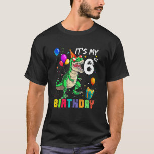 Camiseta Niños es mi sexto cumpleaños, dinosaurio Rex de 6