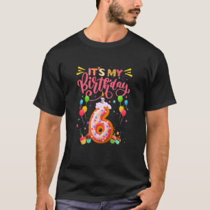 Camiseta Niños es mi sexto cumpleaños, dulce donu de 6 años