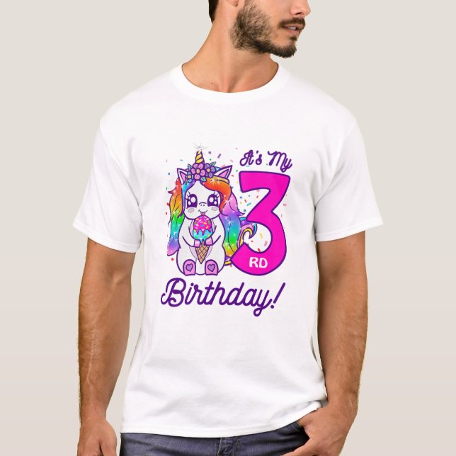 Camiseta Niños es mi tercer cumpleaños, Ice Cream Rainbow U (Anverso)