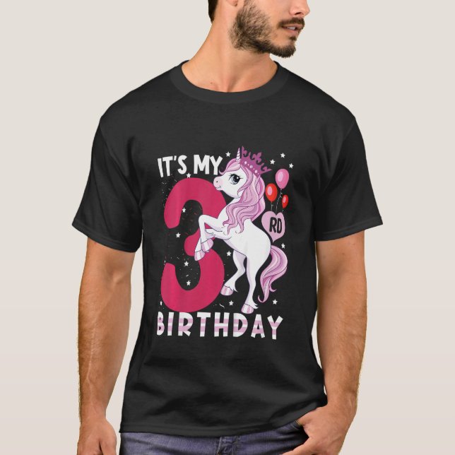 Camiseta Niños es mi tercer cumpleaños Unicornio de 3 años (Anverso)