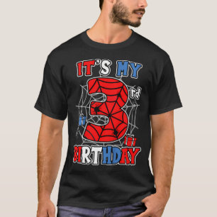 Camiseta Niños Es Mi Tercera Fiesta Temática De Araña De Cu