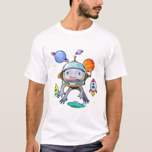 Camiseta Niños Espacio Axolotl Pescado Caminante Mexicano S