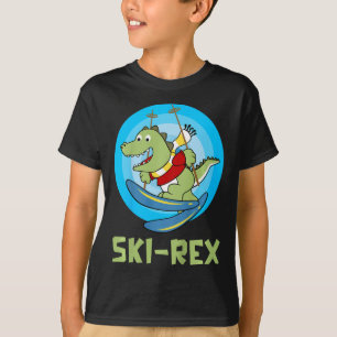 Camiseta Niños Esquíando Ski-rex Dino Divertido Niño Pequeñ