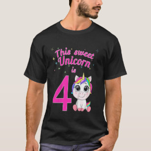 Camiseta Niños Este Dulce Unicornio Es El Cuarto Cumpleaños