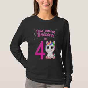 Camiseta Niños Este Dulce Unicornio Es El Cuarto Cumpleaños