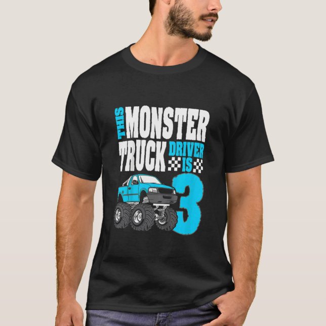 Camiseta Niños Este Monstruo Conductor De Camión Es 3 Cumpl (Anverso)