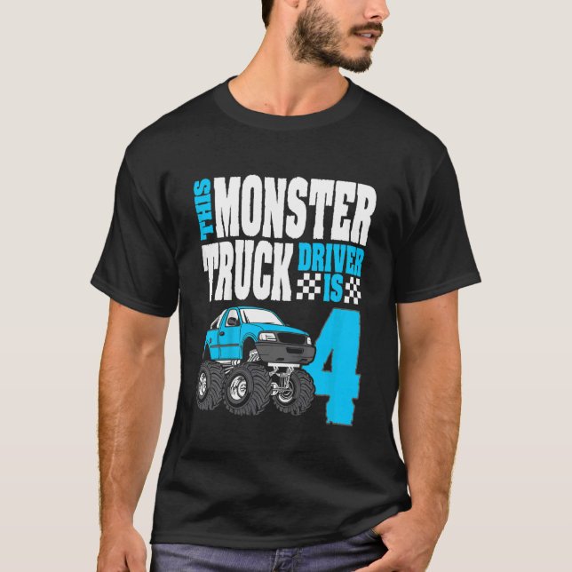 Camiseta Niños Este Monstruo Conductor De Camión Es 4 Cumpl (Anverso)