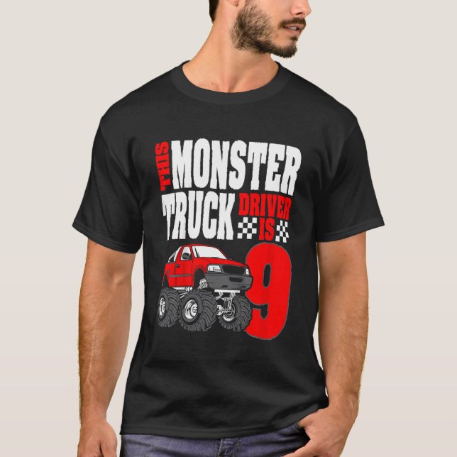 Camiseta Niños Este Monstruo Conductor De Camión Es 9 Cumpl (Anverso)