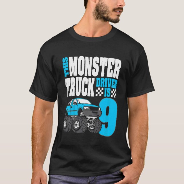 Camiseta Niños Este Monstruo Conductor De Camión Es 9 Cumpl (Anverso)