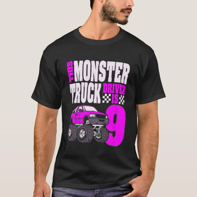 Camiseta Niños Este Monstruo Conductor De Camión Es 9 Cumpl (Anverso)